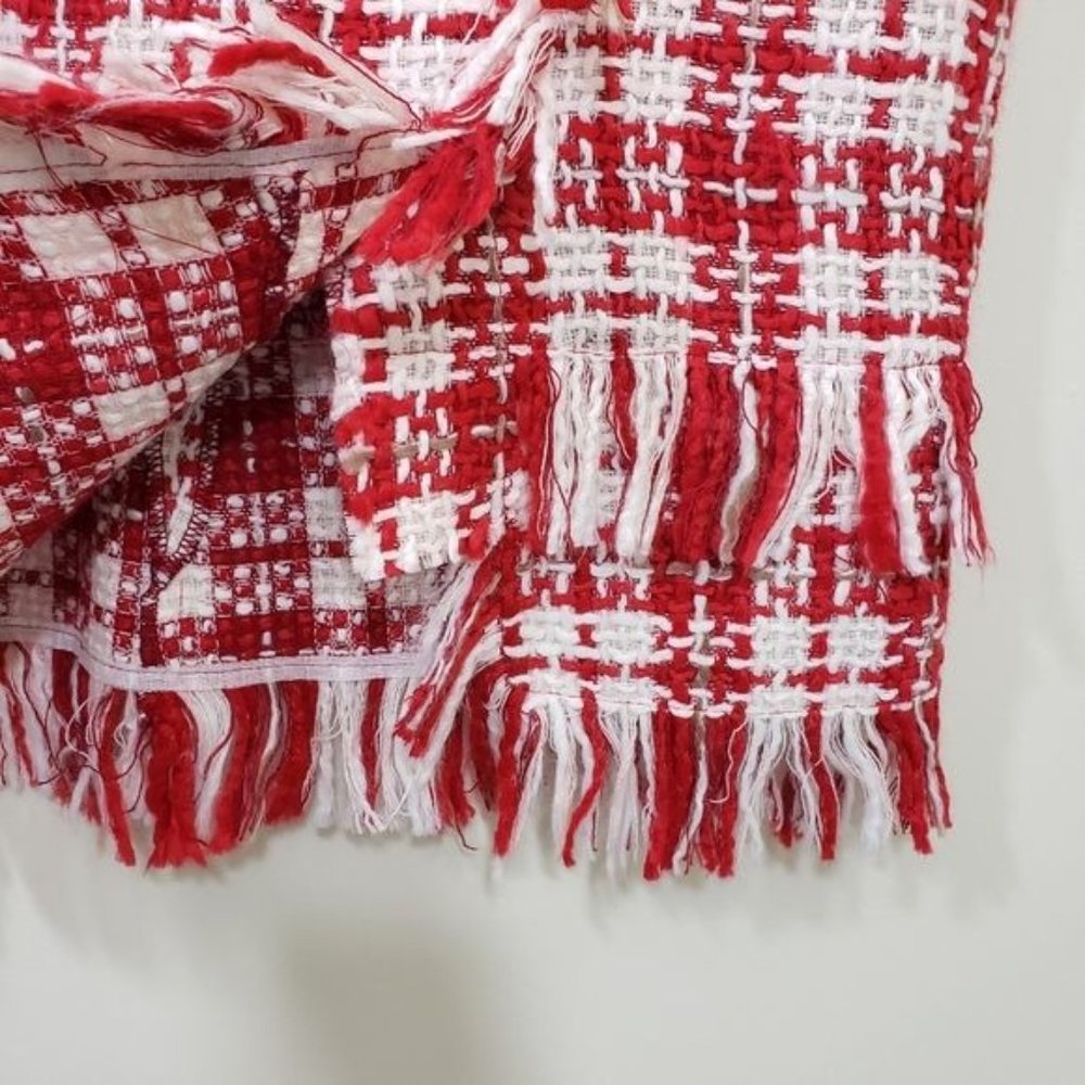 Fitelle NWT Jonette faux wool‎ blend wrap front plaid fringe trim skirt size 12 - Picture 2 of 9